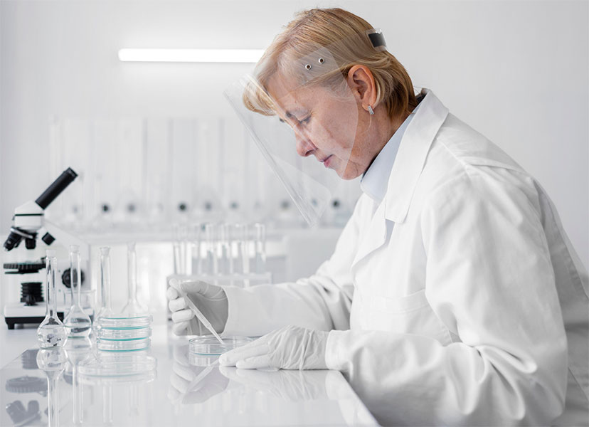 Badacz w laboratorium w Centrum Badawczo-Rozwojowym WAKRO w Polsce